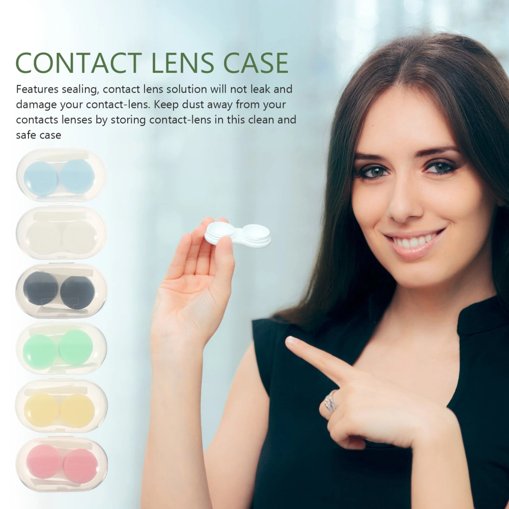 6 Sets of Portable Contact-lens Box Small Lens Storage Box Plastic Contact-lens Box Lens Holder