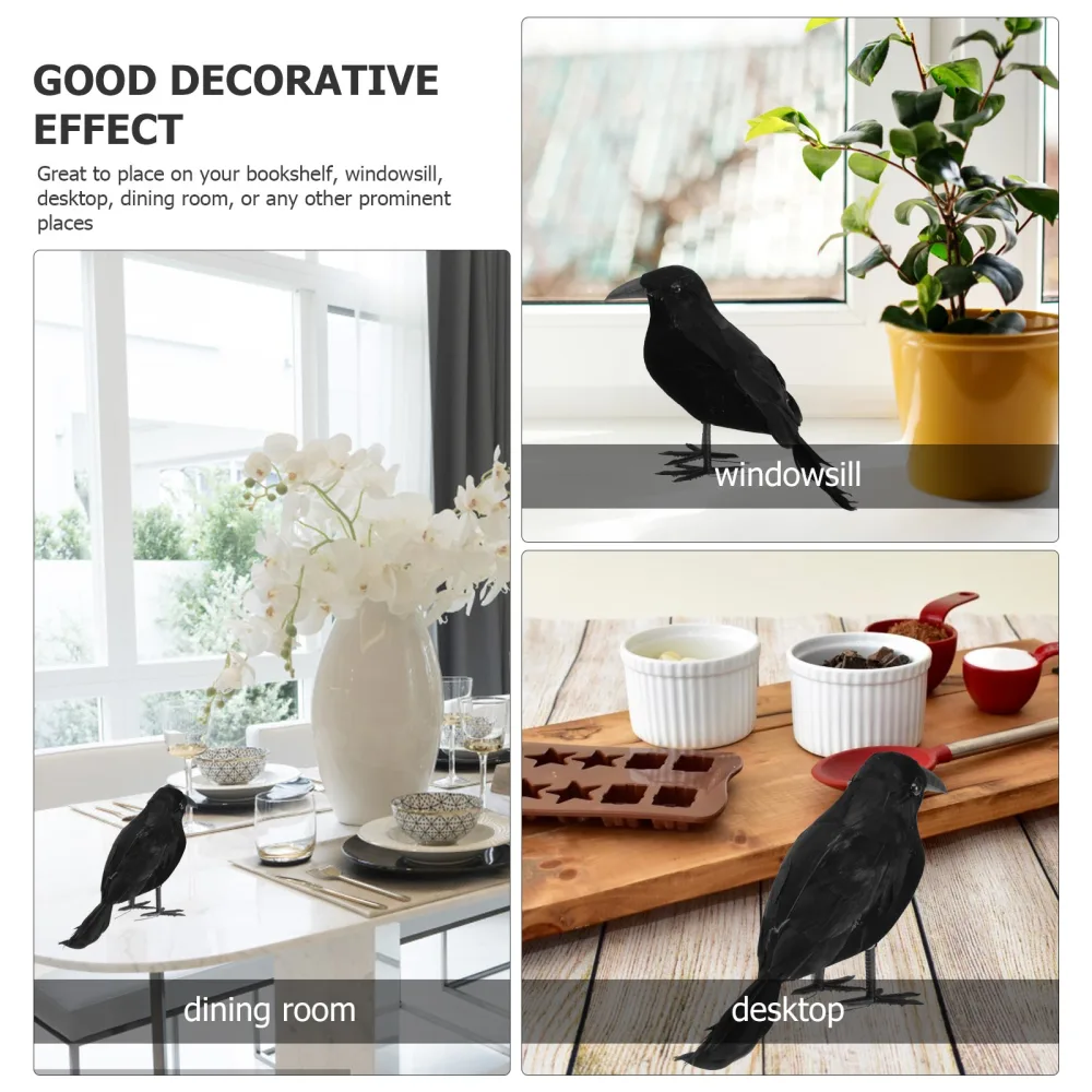 4pcs Halloween Simulation Crow Ornaments Halloween Crow Prop (Random Style)