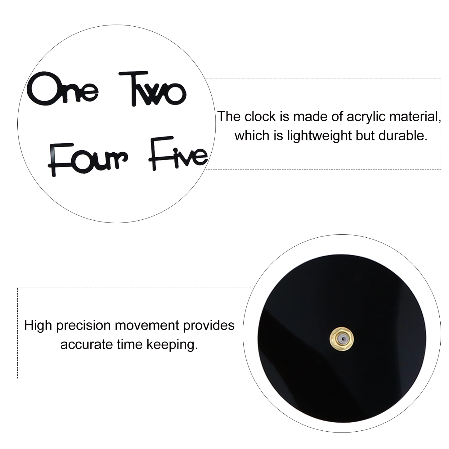 1 set of Acrylic Digital Wall Clock Home DIY Exquisite Frameless Wall Clock