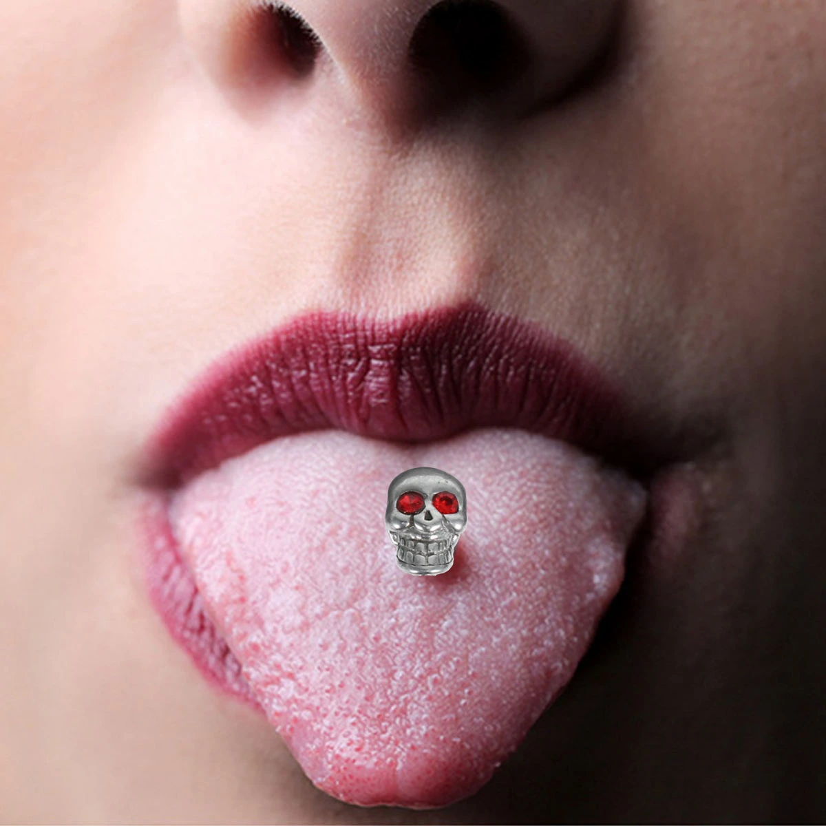 5 Pcs Stainless Steel Skull Diamonds Tongue Rings Barbell Piercing Tongue Bars Body Percing Jewelry Mixed Color