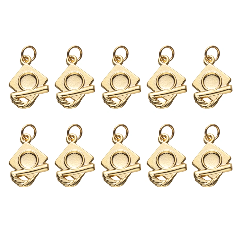 20pcs Chic Graduation Hat Pendants Charms Creative DIY Jewelry Making Accessory for Necklace Bracelet (Golden)