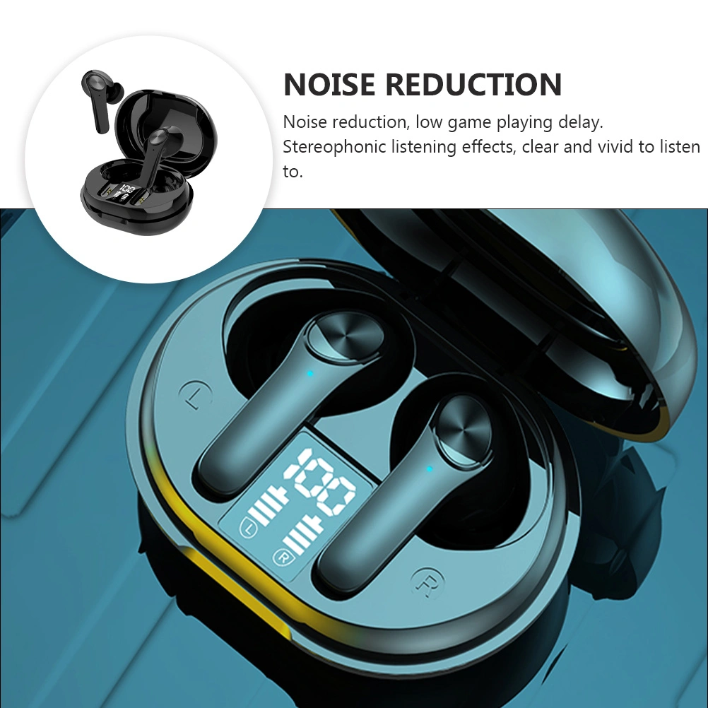 1 Pair Mini Wireless Earphone Digital Display Headphone with Charging Box