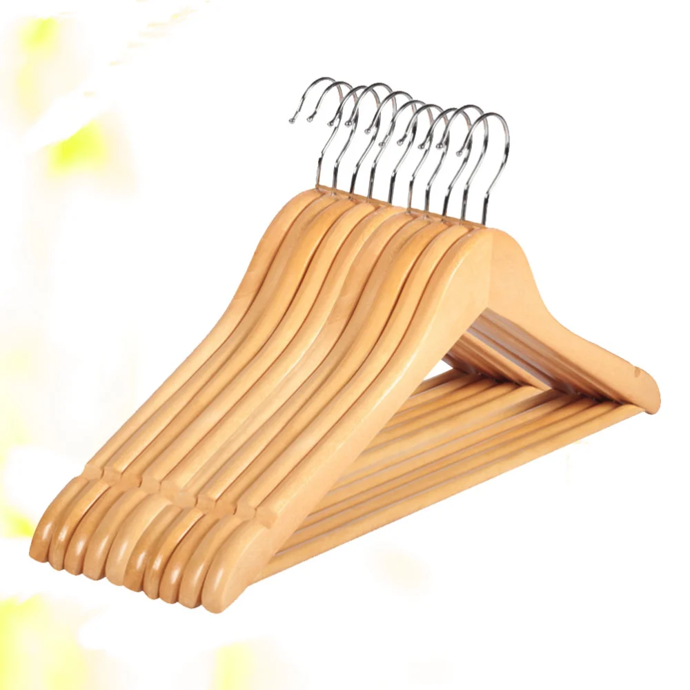 10pcs Solid Wood Hanger Non-Slip Hangers Clothes Hangers Shirts Sweaters Dress Hanger Drying Rack for Home