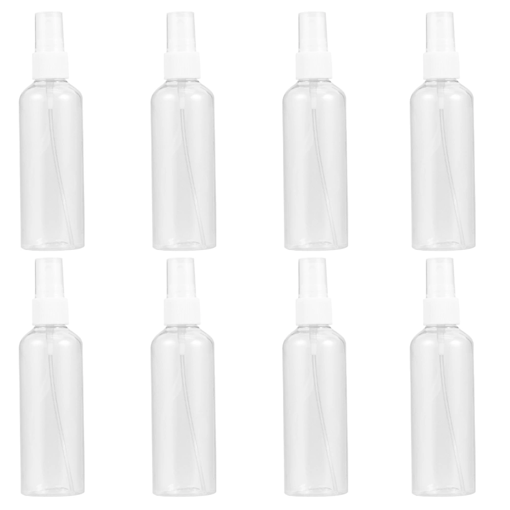 8pcs Portable Cosmetic Liquid Dispensing Spray Bottle Refillable Subpackaging Bottle Fine Mist Sprayer Set（Transparent, 100ml)