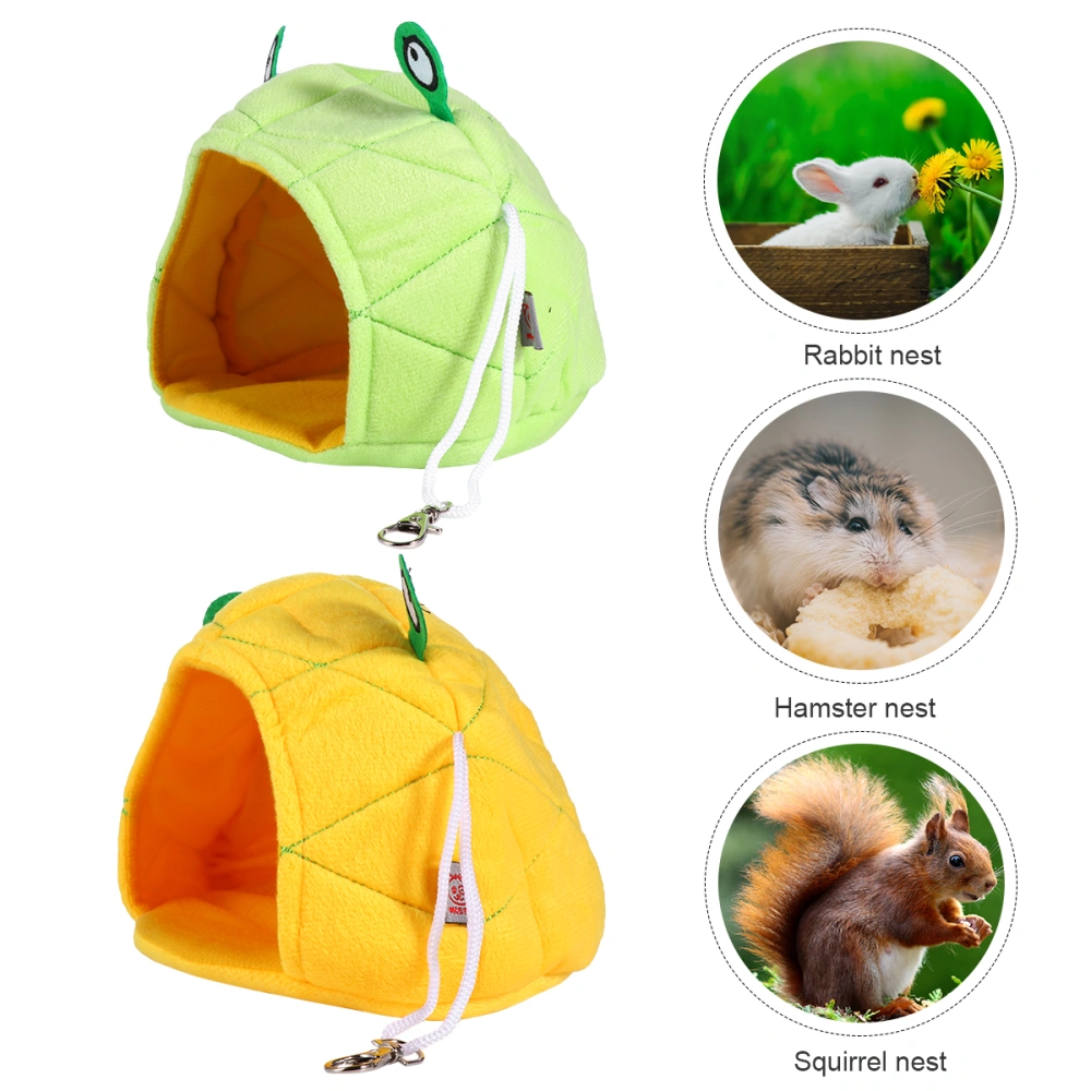 2 Pcs Simple Rana-shaped Adorable Nests Hangable Hammocks (Yellow, Green)