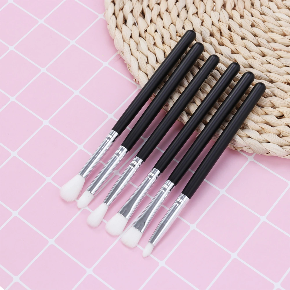 6pcs Eye Shadows  Brush Set Makeup Brushes Tools Eye Make up Brush Kit (Black Bar Silver Tube)