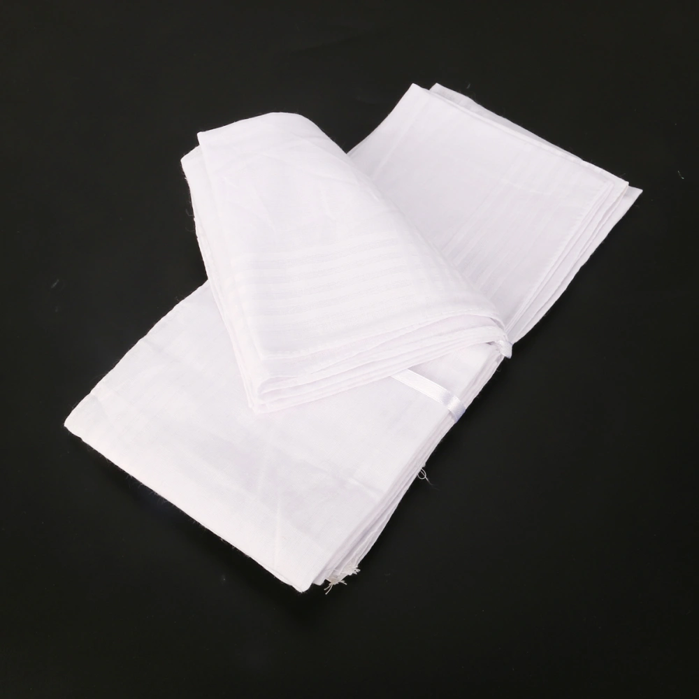 12pcs White Cotton Handkerchiefs Cotton Towels Hankerchief for Men Women Children Kids (38 * 38cm)