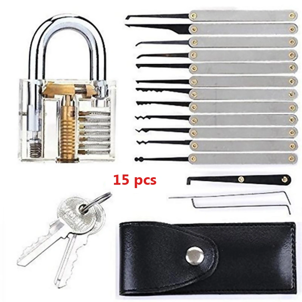 1 set of Lock Pick Training Tool Set Lockpicking Practice Tool Set with Crystal Padlock and Keys for Locksmith Beginner