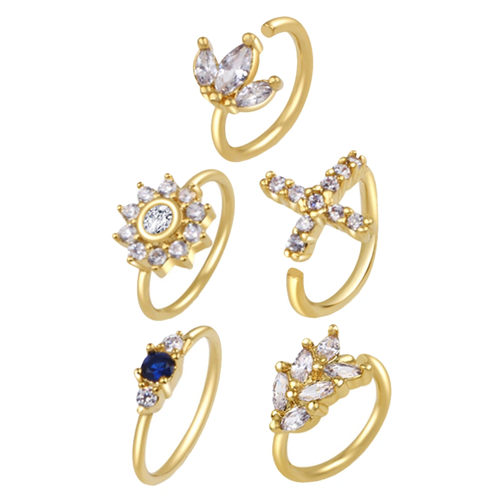 5pcs Nose Cuffs Zircon Nose Rings Women Nose Cuffs Jewelry Fake Nose Rings