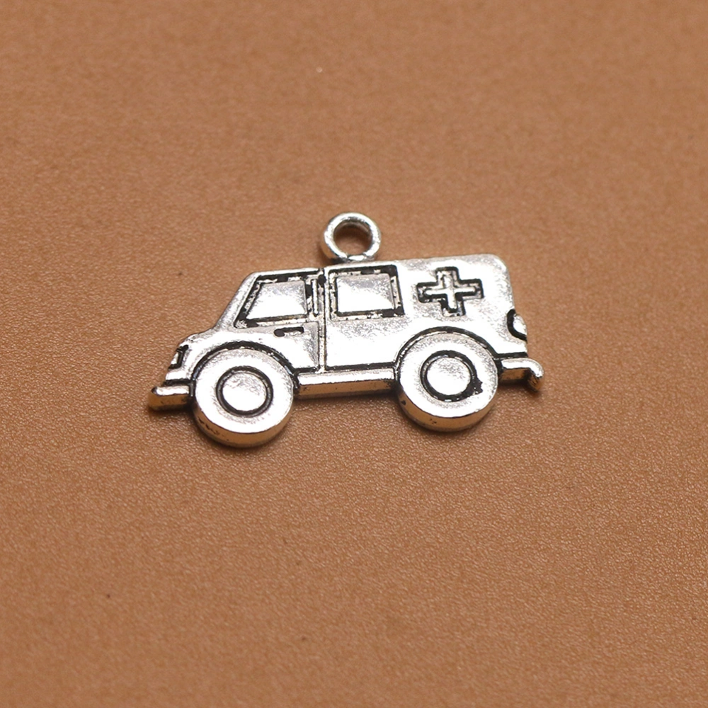 20pcs Alloy Emergency Ambulance Pendant Charms DIY Jewelry Making Accessories for Necklace Bracelet Antique Silver