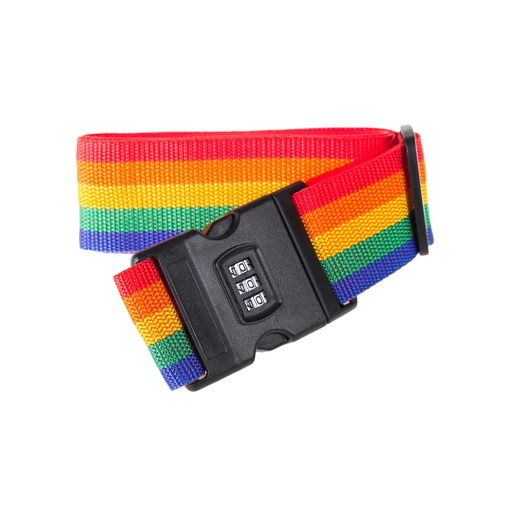 Luggage Straps Adjustable Safety Suitcase Belts Travel Bag Accessories with Combination Lock for Tourists Businessmen(Rainbow)