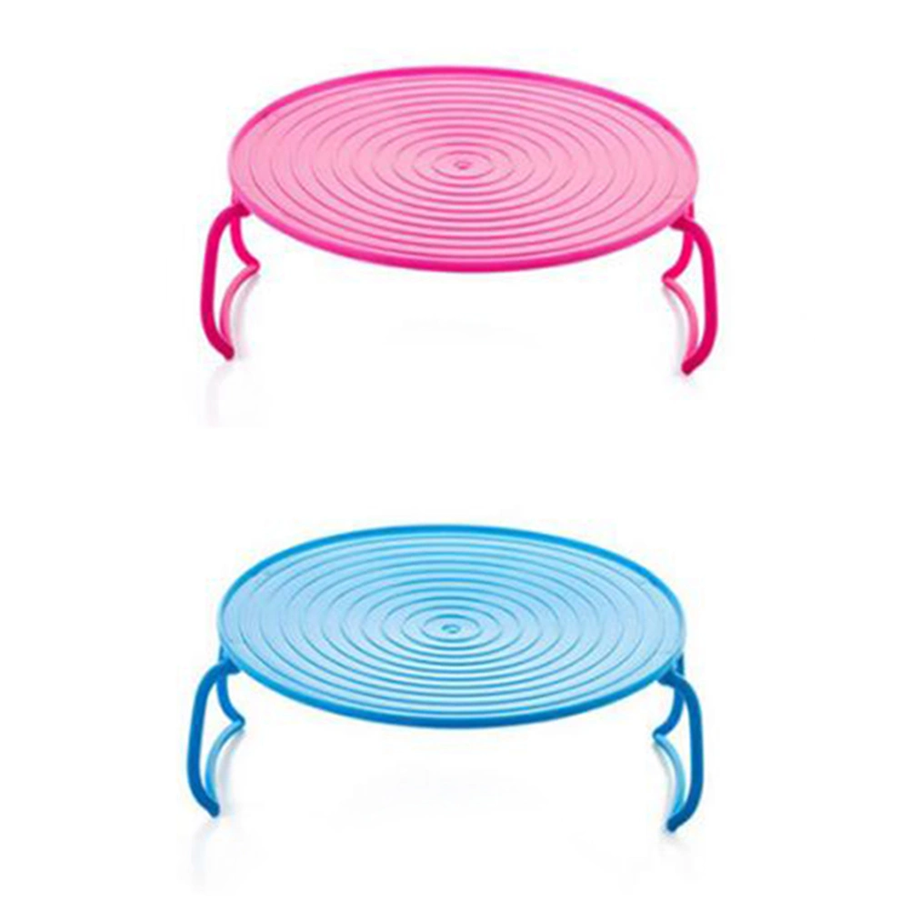 Kitchen Microwave Steamer Dish Storage Rack Multifunctional Collapsible Rice Steamer Tray (Rosy)