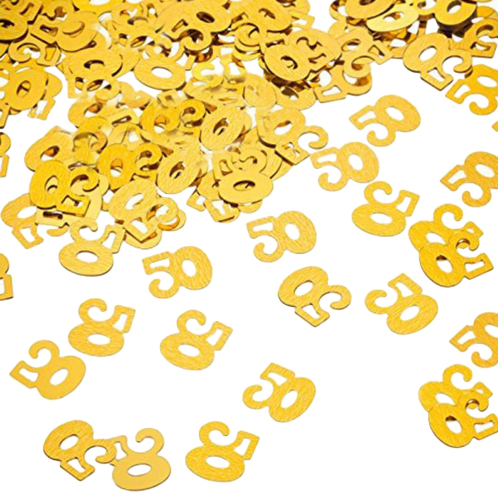 A Bag of Gold Number 50 50th Table Sequins Confetti for Anniversary Birthday Decoration Supplies DIY Crafts