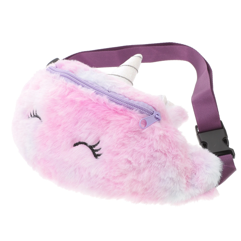 1 Pc Plush Waist Bag Portable Cross-body Bag Beautiful Straddle Bag (Purple)