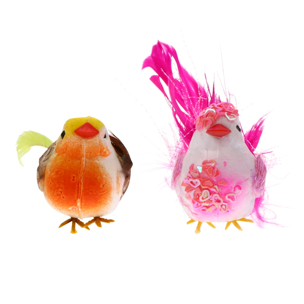 2pcs Artificial Feather Birds Lovely Birds Craft Home Ornaments Garden Decor