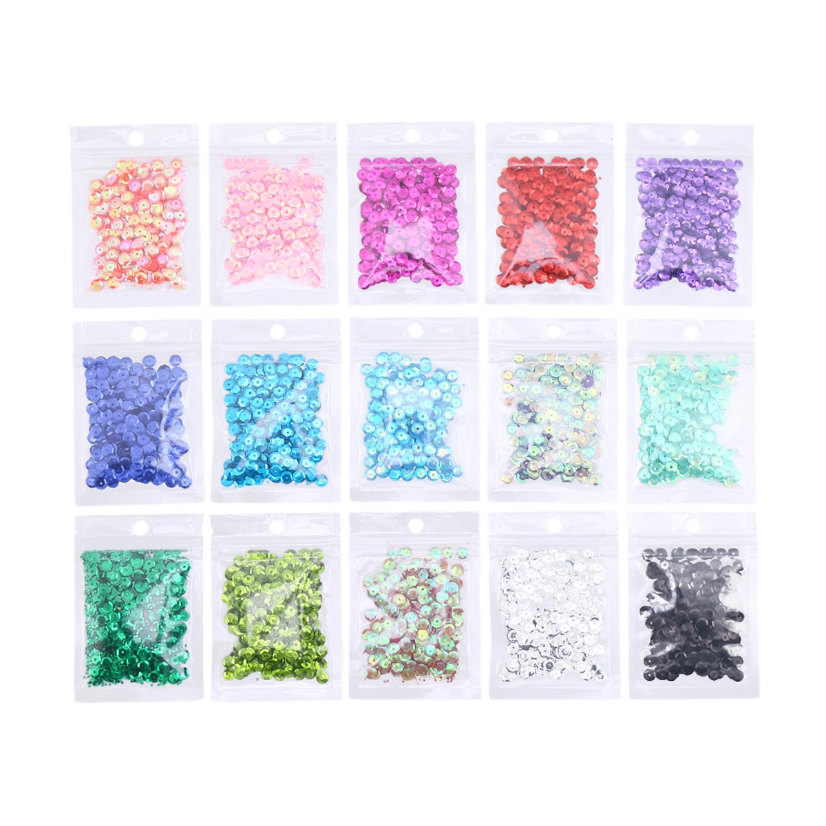 15 Packs Perforated Bead Pieces Curved Surface Sequins DIY Round Paillettes Clothing Accessories (Random Mixed Color)