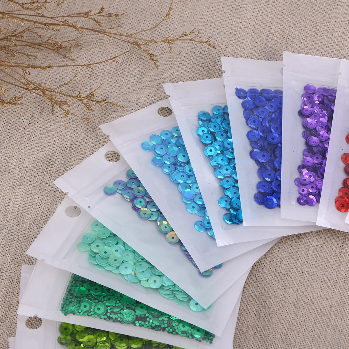 15 Packs Perforated Bead Pieces Curved Surface Sequins DIY Round Paillettes Clothing Accessories (Random Mixed Color)
