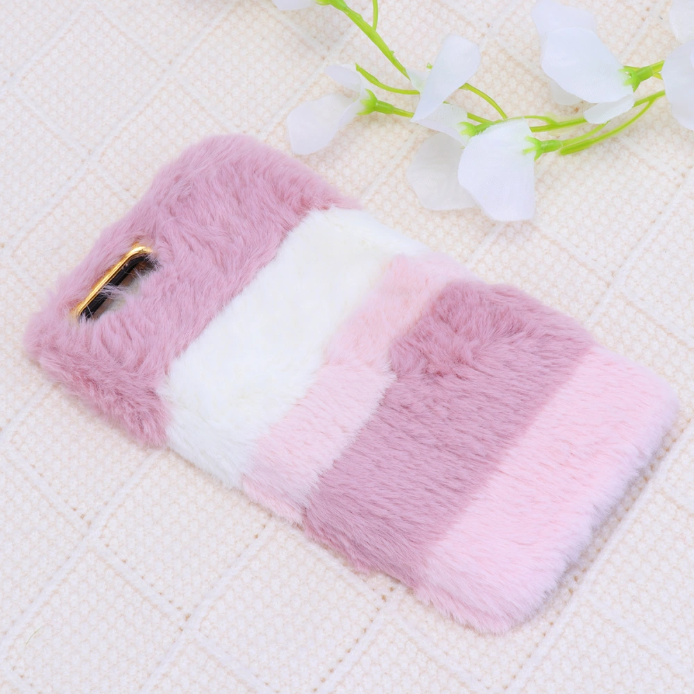 Fluffy Phone Shell Mobile Phone Cover Smartphone Protective Shell Cell Phone Case Compatible for Iphone 7 Plus Pink and White