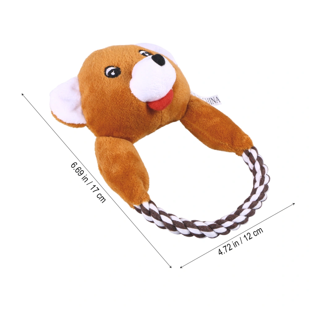 Pet Plush Toys Dog Chew Toys Puppy Cats Biting Interactive Toys Cartoon Bear Design (Brown)