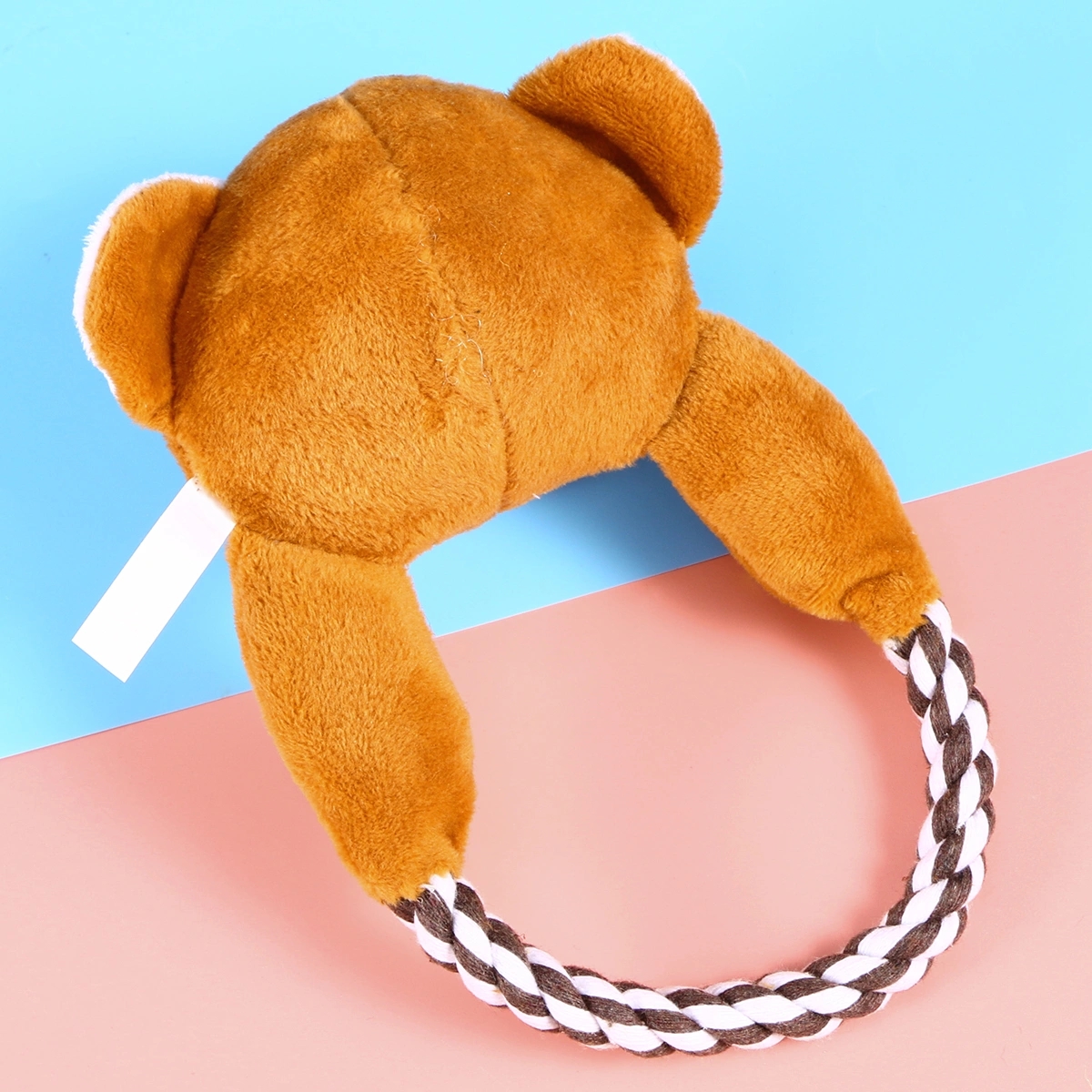 Pet Plush Toys Dog Chew Toys Puppy Cats Biting Interactive Toys Cartoon Bear Design (Brown)