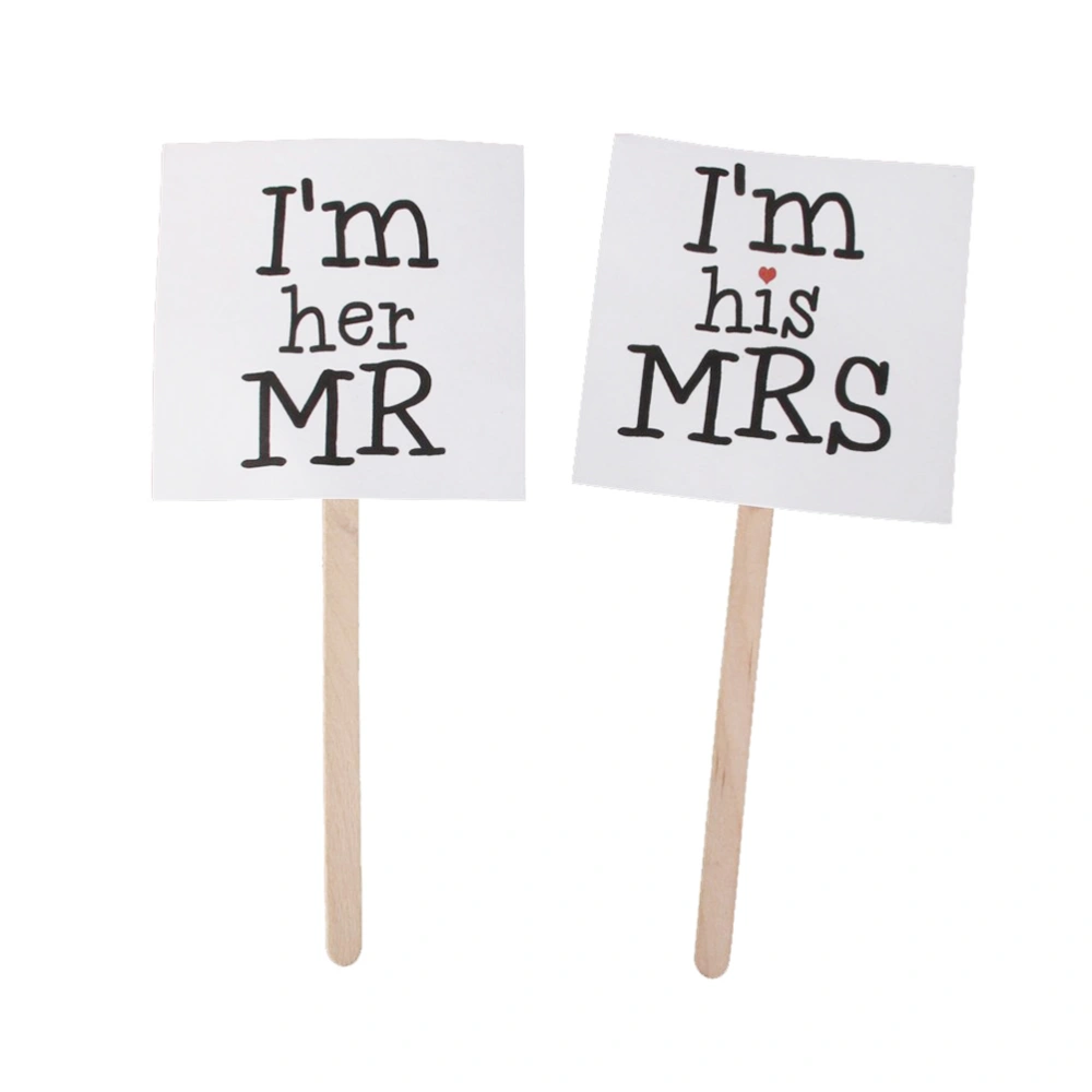 Mr and Mrs Wedding Party Photo Booth Props on Sticks (White)