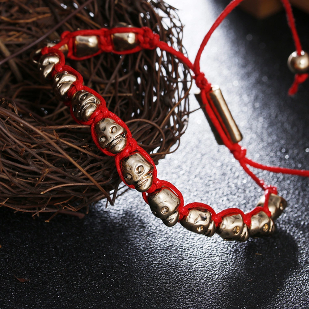 1PC Alloy Skull Head Bracelet Weave Red Rope Bracelet for Women Girls Lady