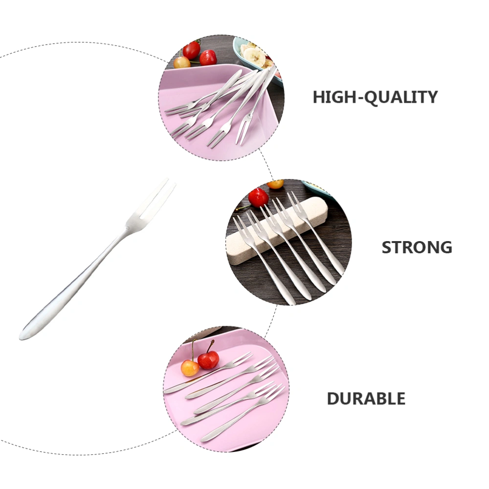 2 Sets Stainless Steel Fruit Fork Practical Ice Cream Fork Practical Food Pick