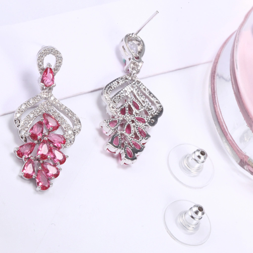 Women Lovely Micro-clayed Earrings Chic Zircon Ear Studs Earrings Women Jewellery Gift (Pink)