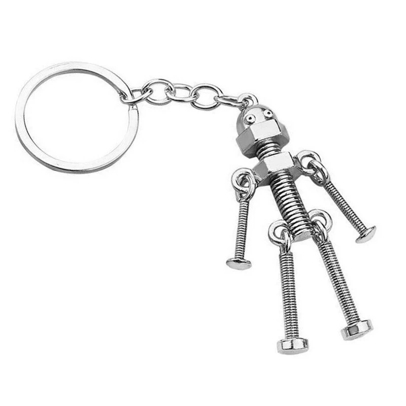 Metal Robot Keychain Hanging Key Pendant Decorative Robot Keychain Punk Style Metal Keychain