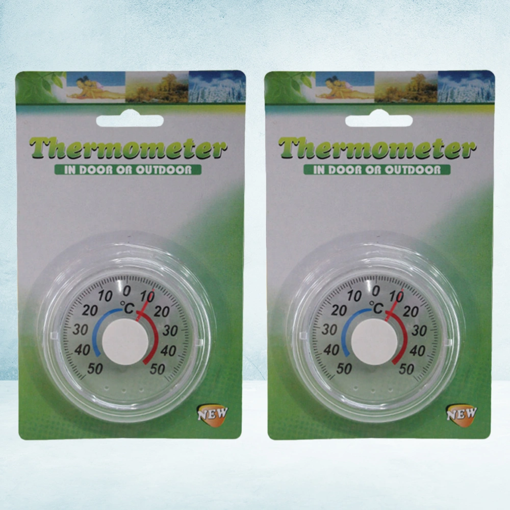 2Pcs Professional Temperature Gauges Wooden Board Thermometers Vertical Temperature Monitors for Home Shop School