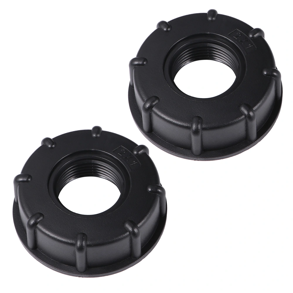 2pcs 1 Inch IBC Tank Adapter Joint Chemical Barrel Urea Barrel Ton Barrel Fittings Inner Thread Plastic Joint (Black)