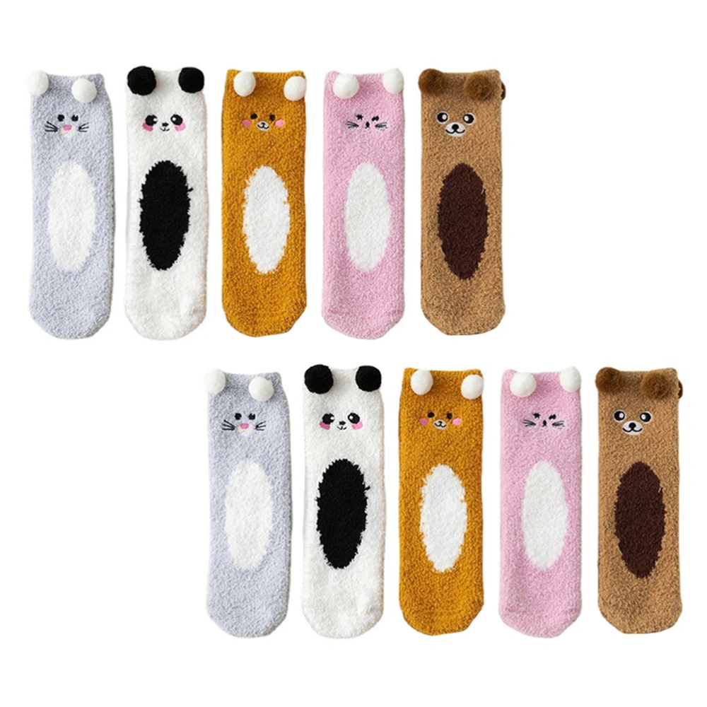 5 Pairs Adorable Floor Socks Warm Socks Cold Protection Stocking Home Socks