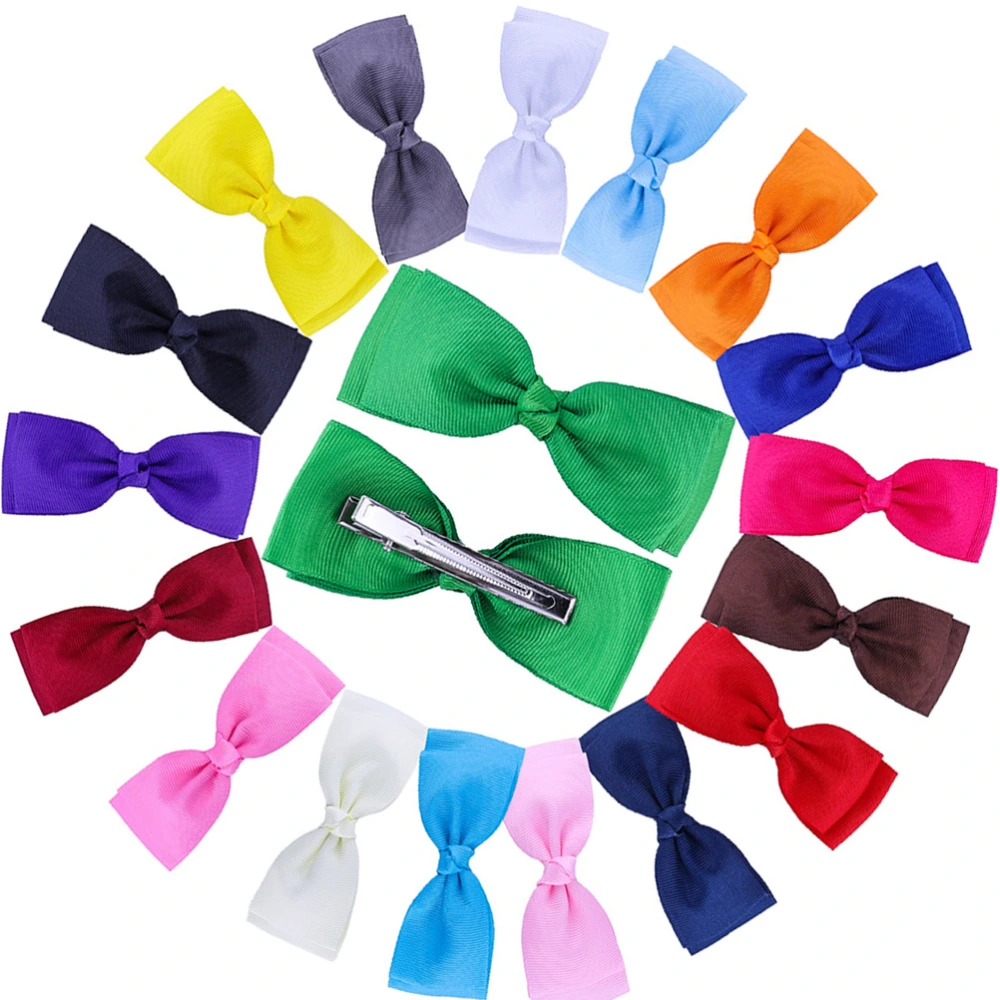 18Pcs Solid Color Headdress Bowknot Shape Hair Pin Children Creative Hair Clips for Baby Kids Children Mixed Color