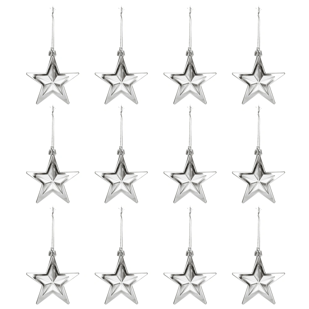 12pcs Christmas Star Pendants Christmas Tree Hanging Pendants Xmas Decorations