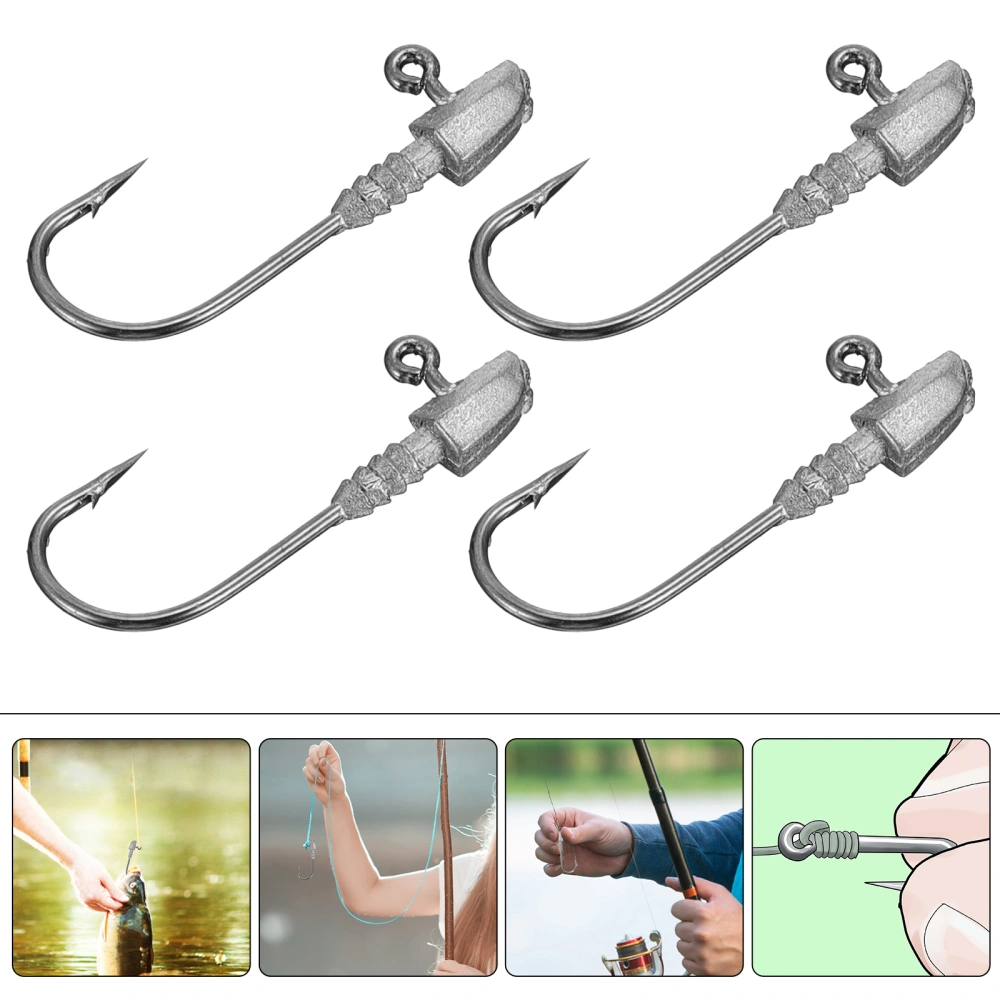 10Pcs Practical Lead Head Fish Hook Sturdy Fishing Bait Hook Outdoor Fishing Gear