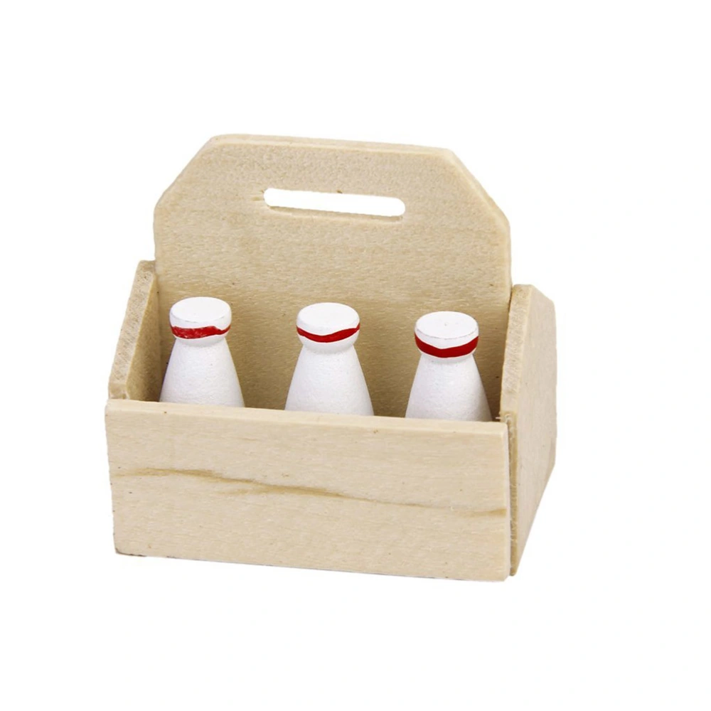 1/12 mini house Miniature Kitchen Milk Rack with Bottles Set