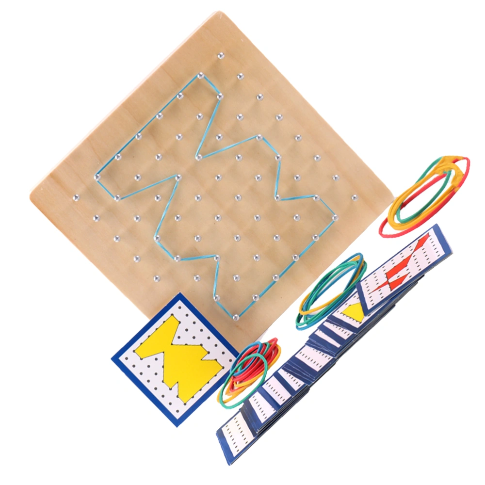 1 Set Wooden Geoboard Pegboard Nail Board Geometric Shape Learning Tools