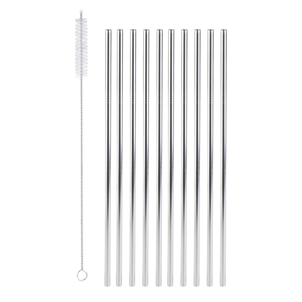 11pcs Stainless Steel Drinking Straws Reusable Straight Straws with a Brush