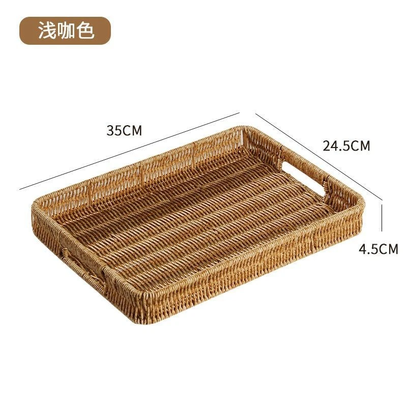 Simulation Rattan Tray Storage Basket Woven Fruit Tray Exquisite Makeup Tray