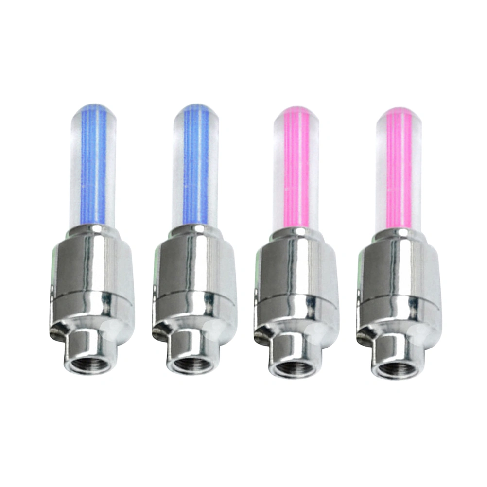4pcs Bike LED Wheel Lights Tire Tyre Neon Cycling Car Caps Firefly Spoke Flash Light Lamp (2 Red and 2 Blue)