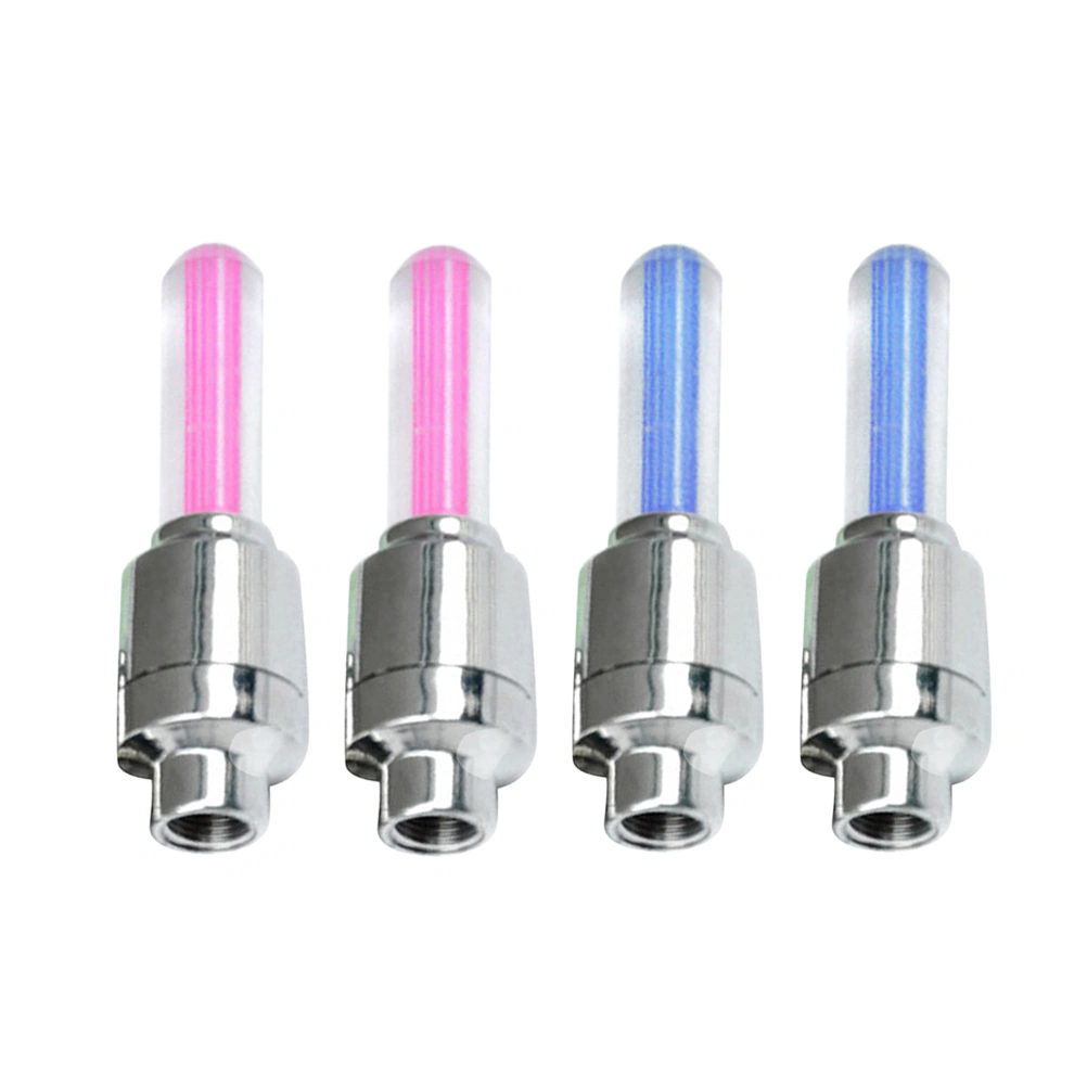 4pcs Bike LED Wheel Lights Tire Tyre Neon Cycling Car Caps Firefly Spoke Flash Light Lamp (2 Red and 2 Blue)