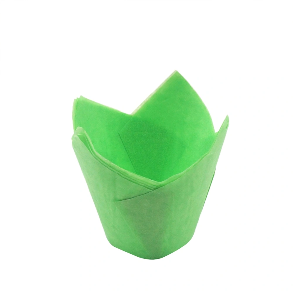 50 Pcs Cupcake Wrappers Liners Tulip Shape Muffin Cases Cake Cup Party Favors (Green)