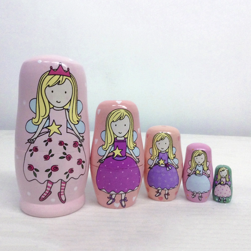 5Pcs Different Size Russian Wooden Dolls Nested Wood Doll Ornaments Sets