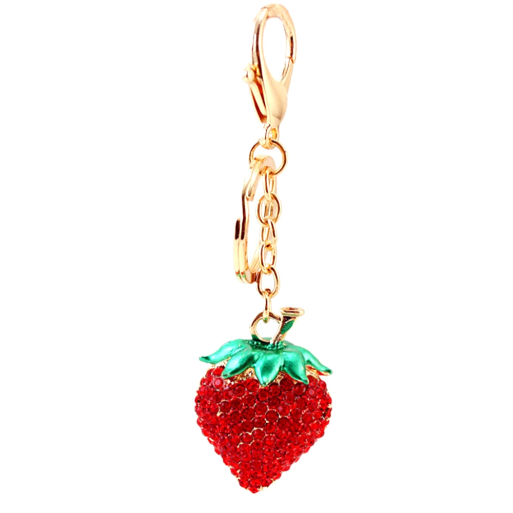 Rhinestone Strawberry Key Chain Key Ring Handbag Pendant Car Hanging Decoration Holiday Gift