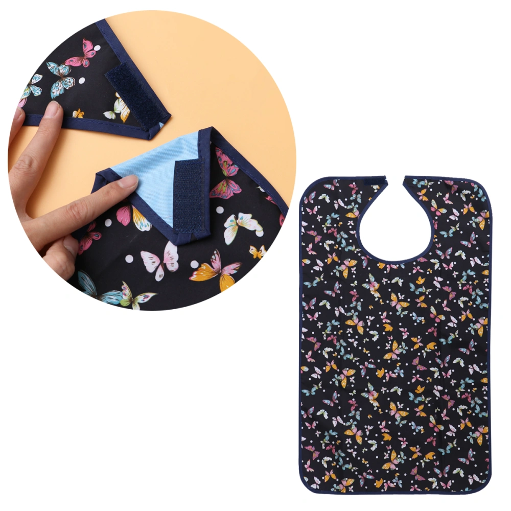 Adult Mealtime Protector The Aged Waterproof Bib Disability Aid Apron Washable Large Clothing Protectors (Butterfly Printing)