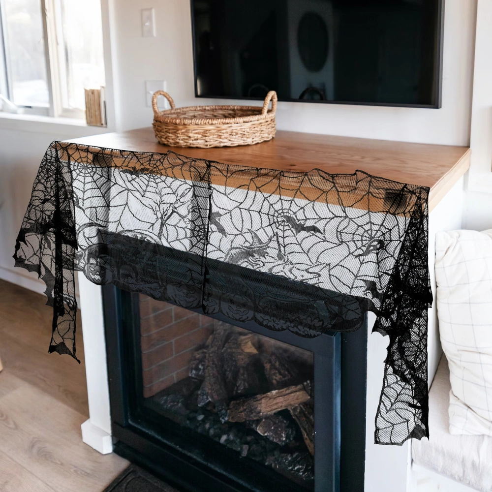 Halloween Fireplace Mantel Scarf Halloween Decorations Spiderweb Fireplace Cover