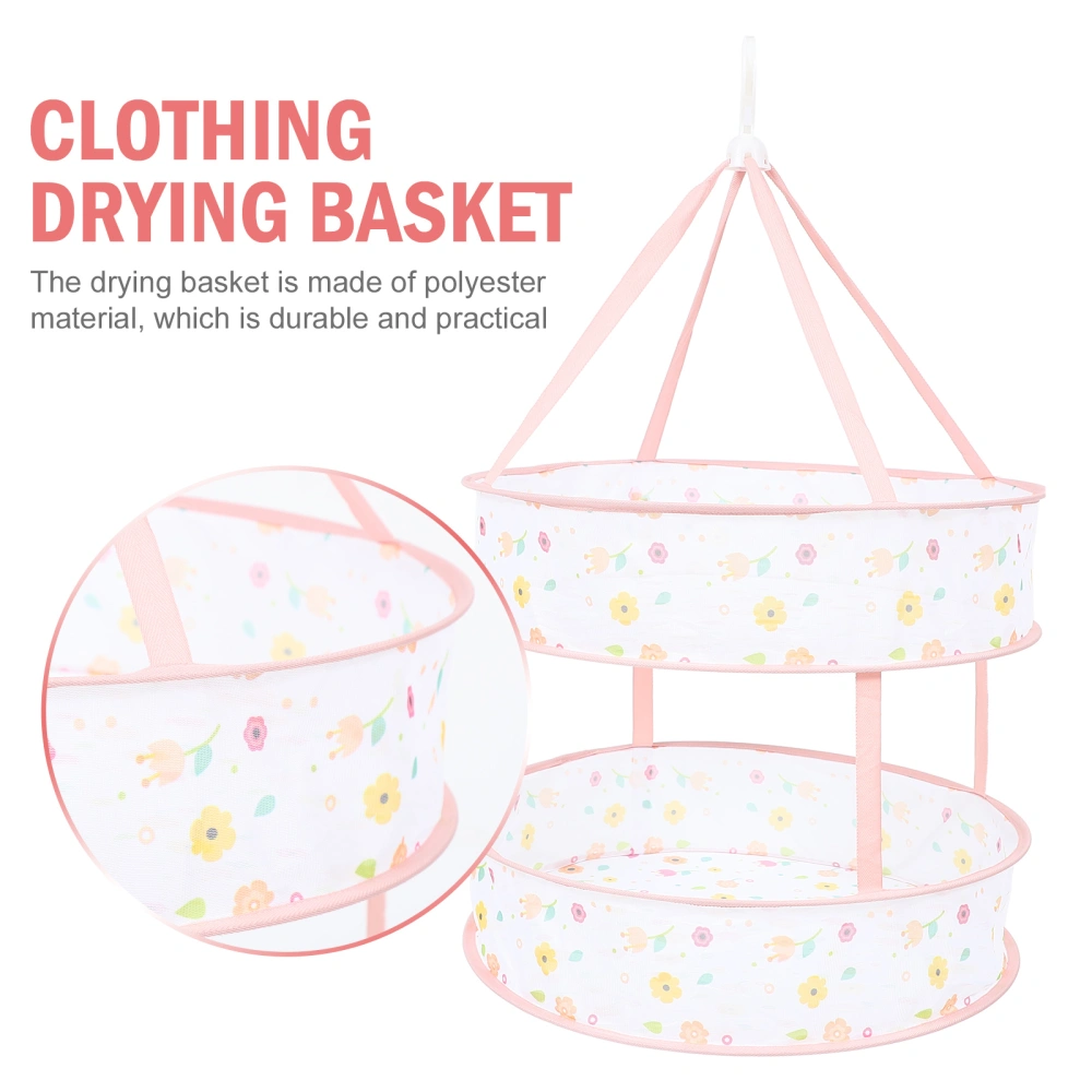 Folding Clothing Drying Basket Windproof Hanging Drying Rack Clothes Mesh Basket