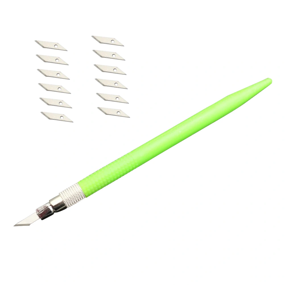 Metal Refillable Hobby Craft Utility Pen Cutting Tools for DIY Precision Cutting (Green + 12Blades)