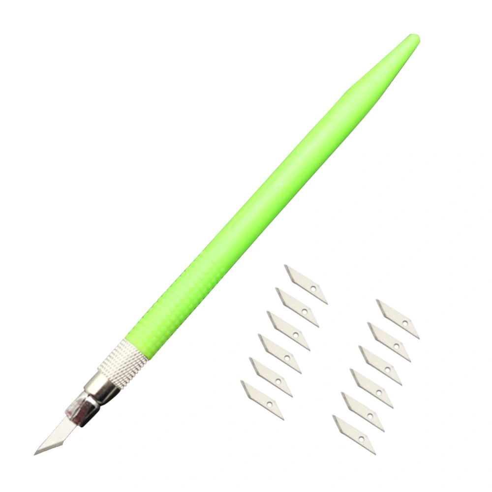 Metal Refillable Hobby Craft Utility Pen Cutting Tools for DIY Precision Cutting (Green + 12Blades)