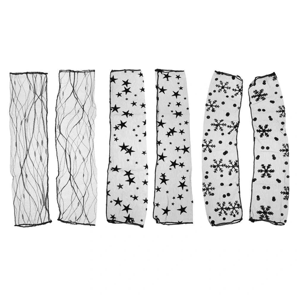 3 Pairs Women Long Ultra-thin Lace Arm Sleeves Fingerless Sun Protection Sleeves